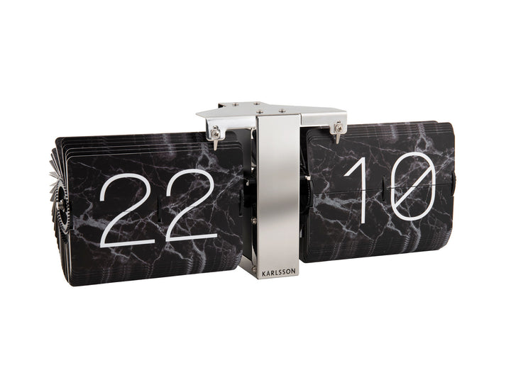 Karlsson Flip clock No Case marble black, chrome stand