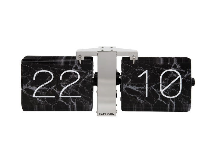 Karlsson Flip clock No Case marble black, chrome stand