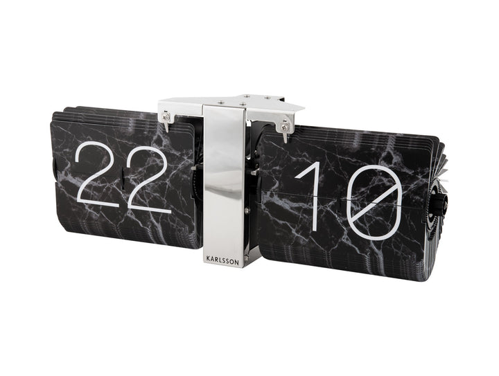 Karlsson Flip clock No Case marble black, chrome stand