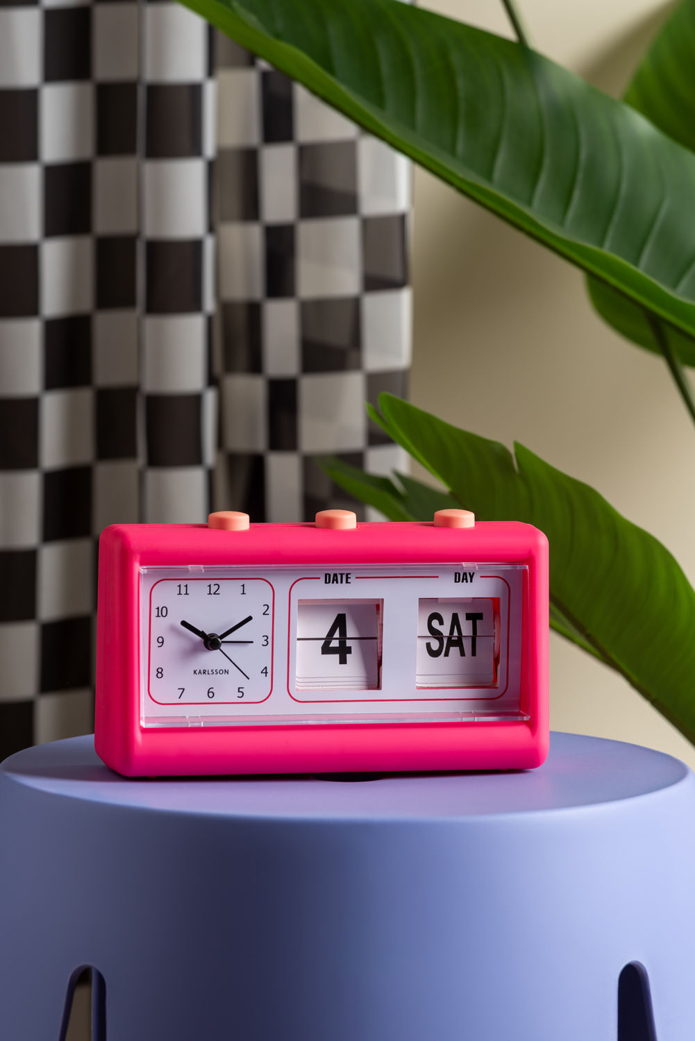 Karlsson Alarm clock Data Flip rubberized bright pink