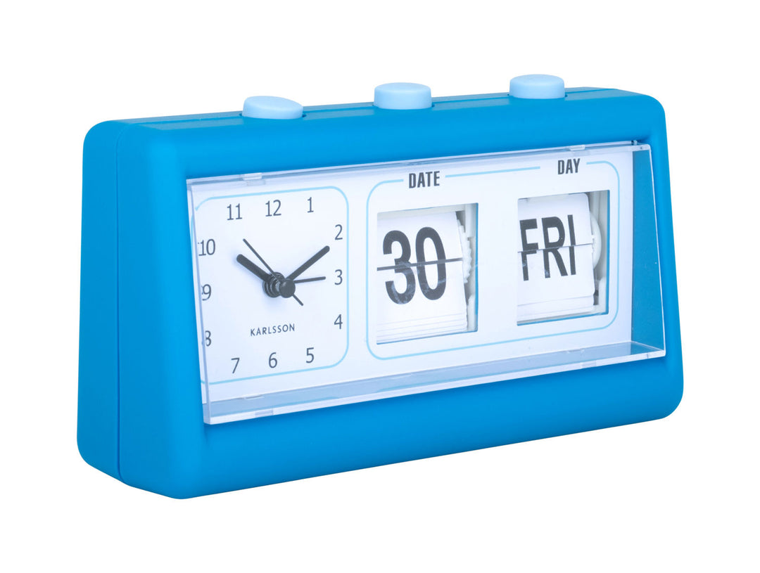 Karlsson Alarm clock Data Flip rubberized bright blue