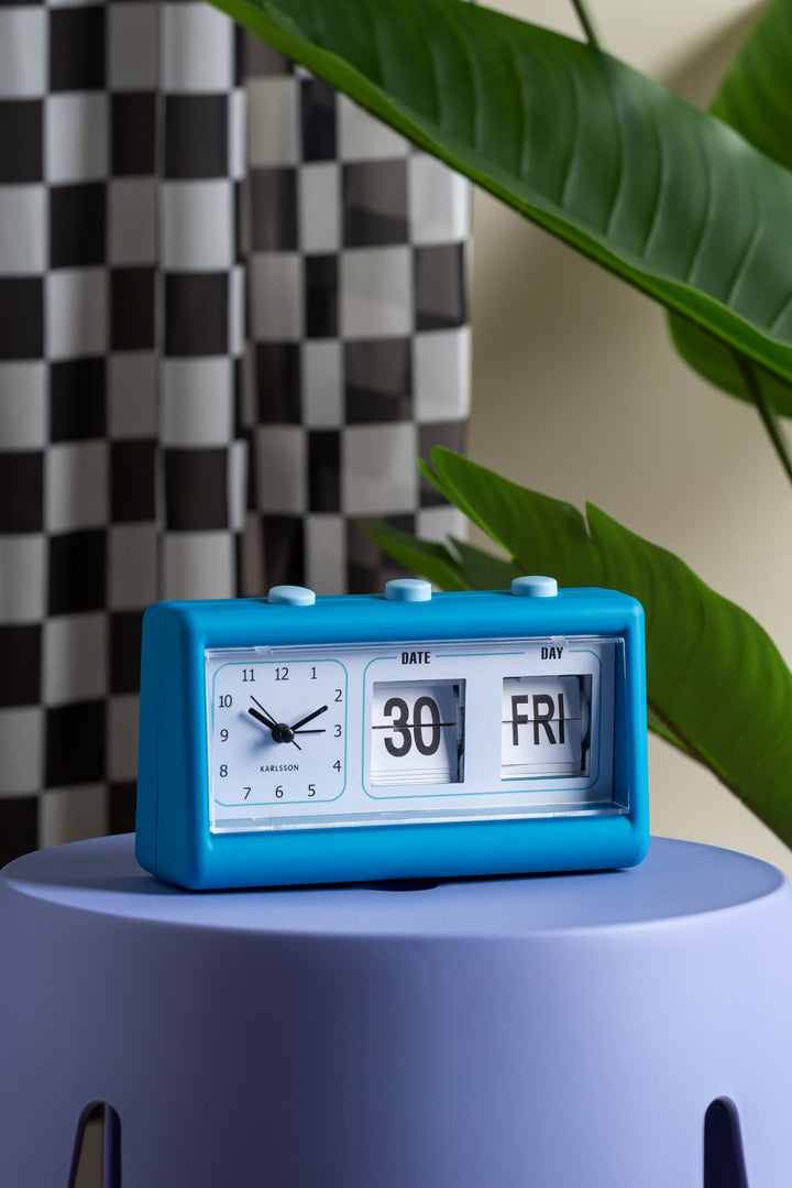 Karlsson Alarm clock Data Flip rubberized bright blue