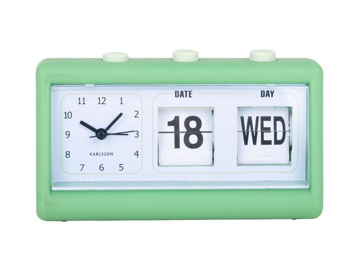 Karlsson Alarm clock Data Flip rubberized bright green