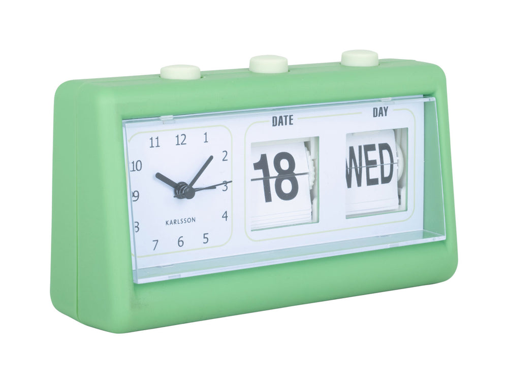 Karlsson Alarm clock Data Flip rubberized bright green