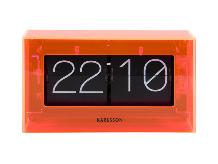 Karlsson Table clock Boxed Flip acrylic neon orange