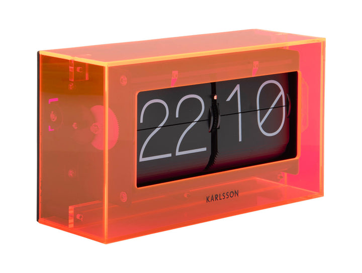 Karlsson Table clock Boxed Flip acrylic neon orange