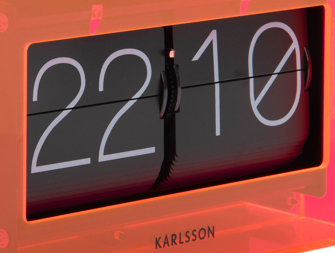 Karlsson Table clock Boxed Flip acrylic neon orange