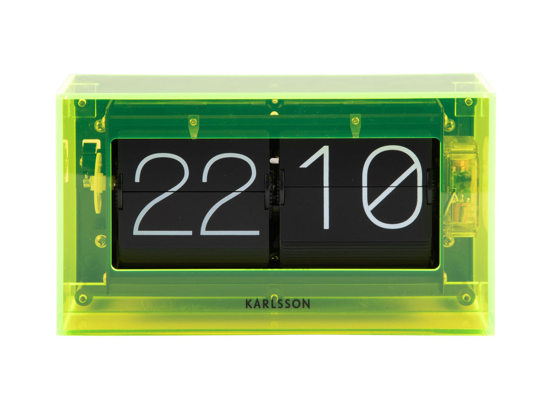 Karlsson Table clock Boxed Flip acrylic neon yellow