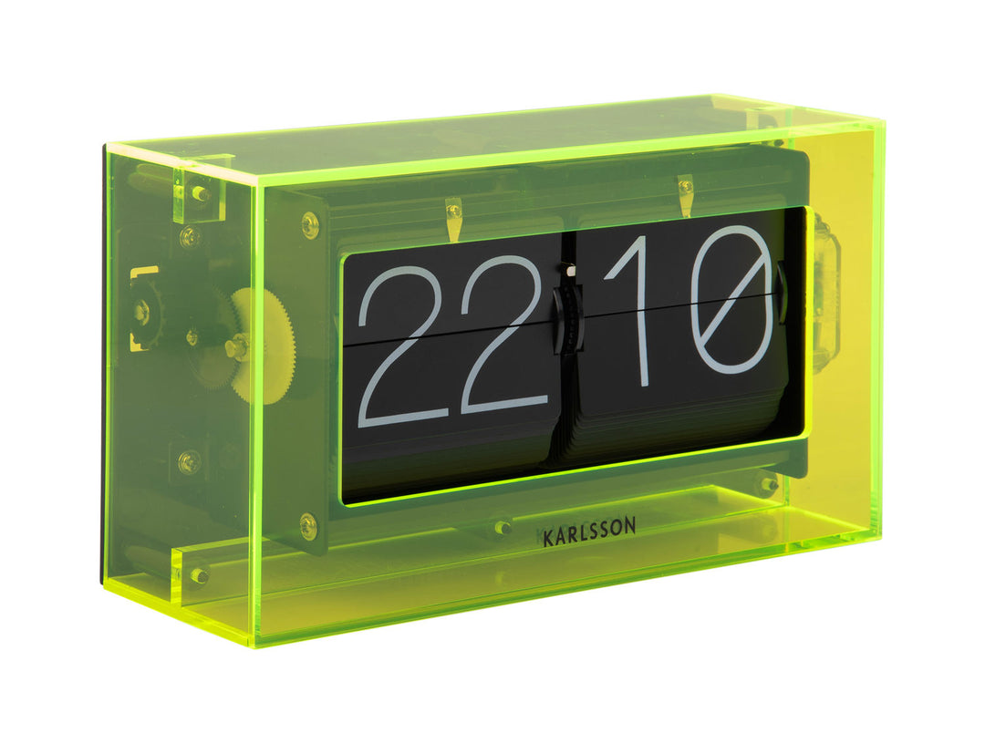 Karlsson Table clock Boxed Flip acrylic neon yellow