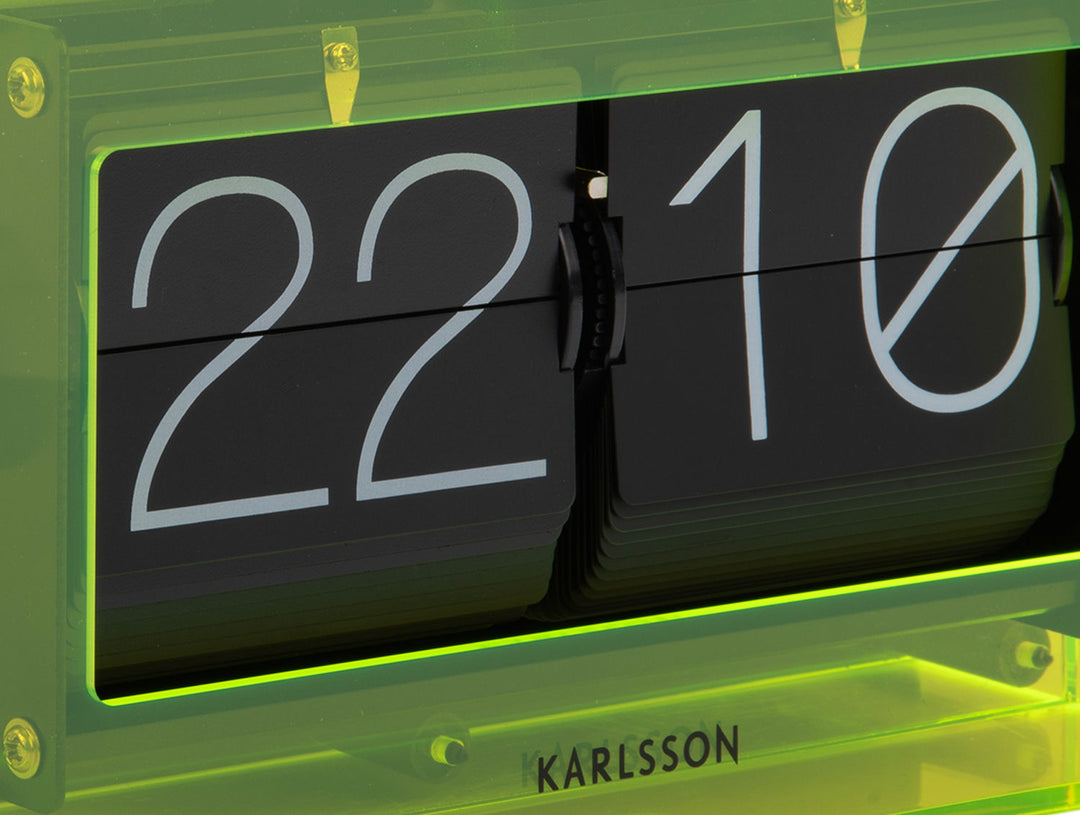 Karlsson Table clock Boxed Flip acrylic neon yellow