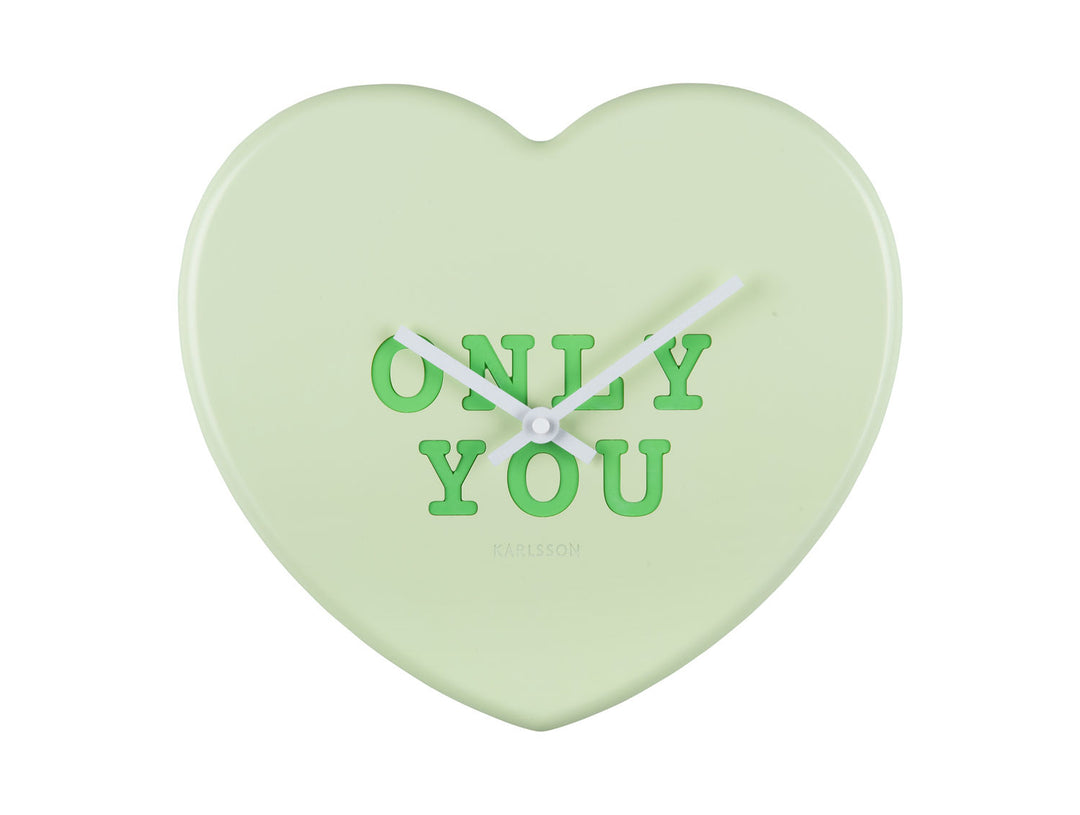 Karlsson Wall clock Heart Candy soft green