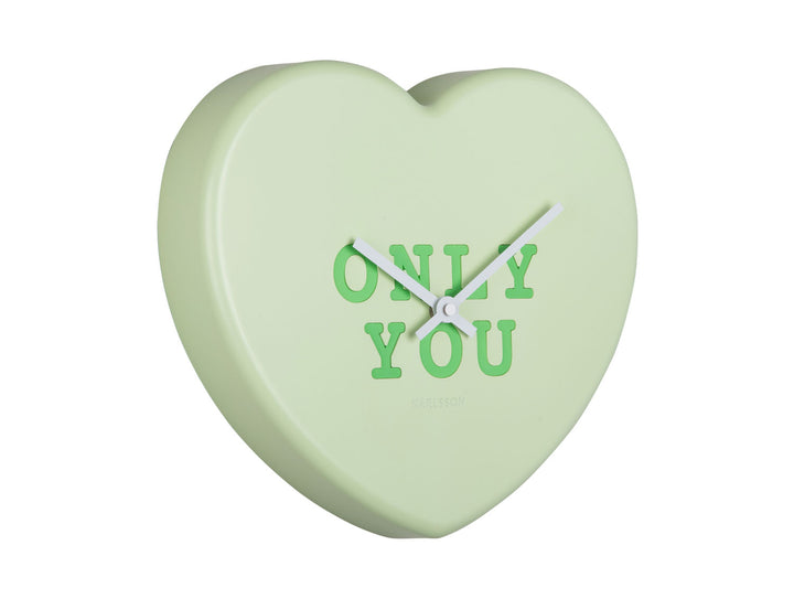 Karlsson Wall clock Heart Candy soft green