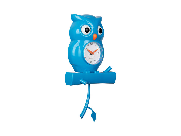 Karlsson Wall clock Owl pendulum ABS bright blue