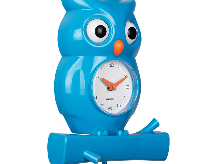 Karlsson Wall clock Owl pendulum ABS bright blue