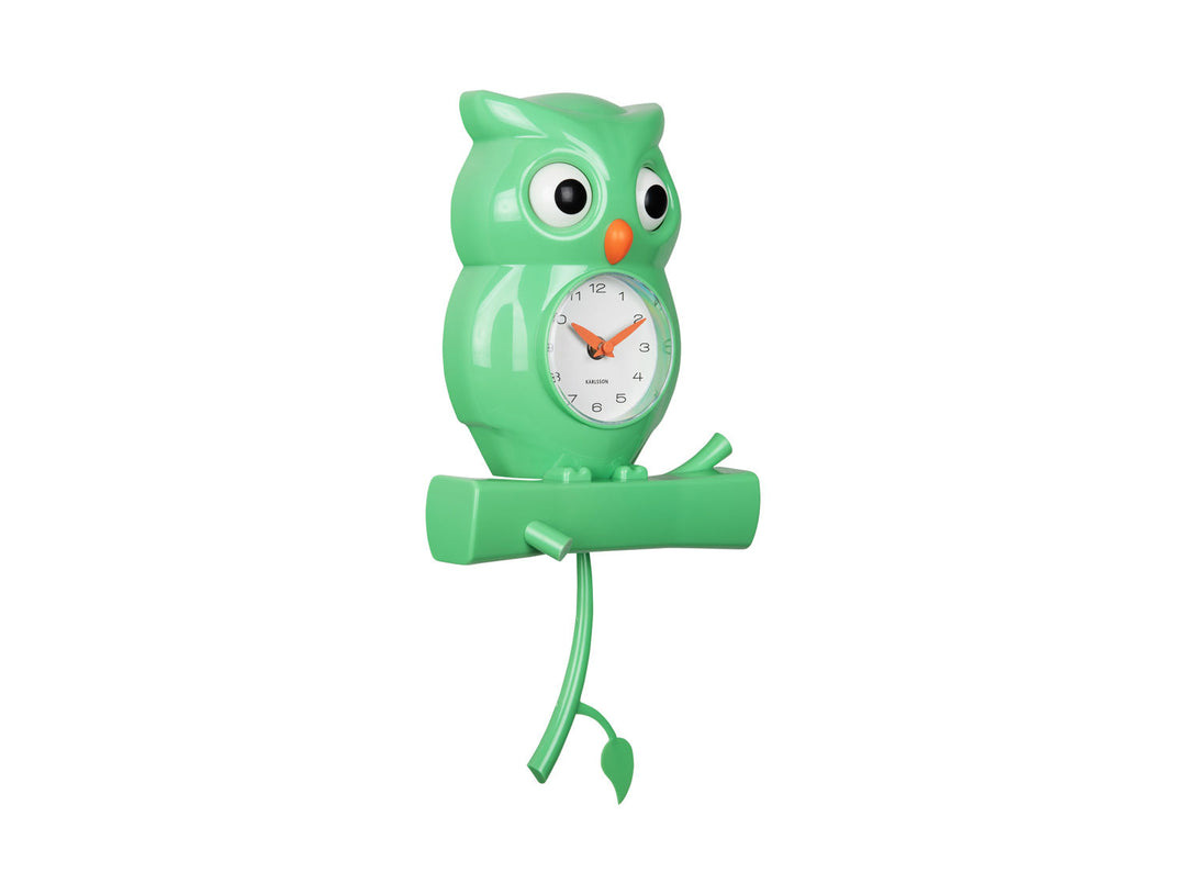 Karlsson Wall clock Owl pendulum ABS bright green