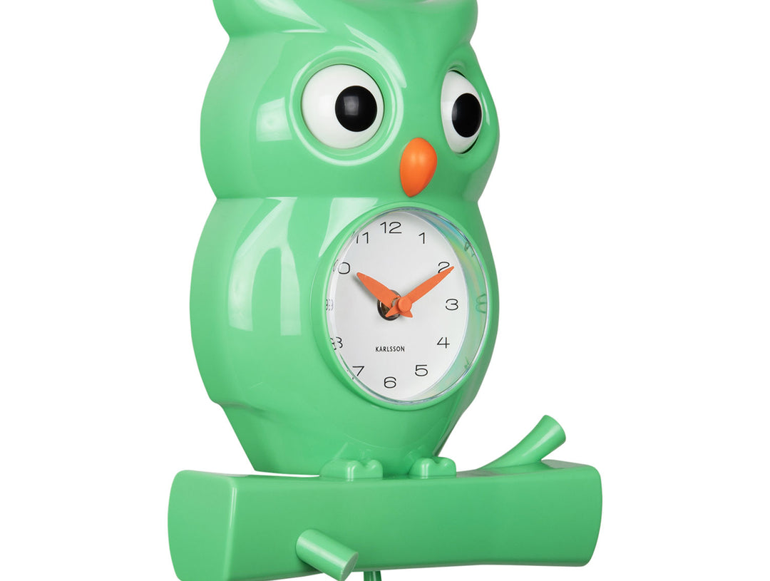 Karlsson Wall clock Owl pendulum ABS bright green