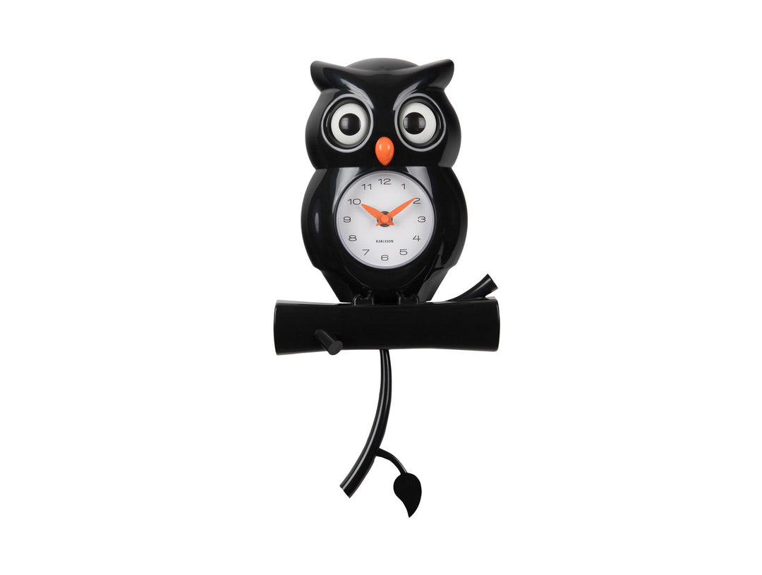 Karlsson Wall clock Owl pendulum ABS black