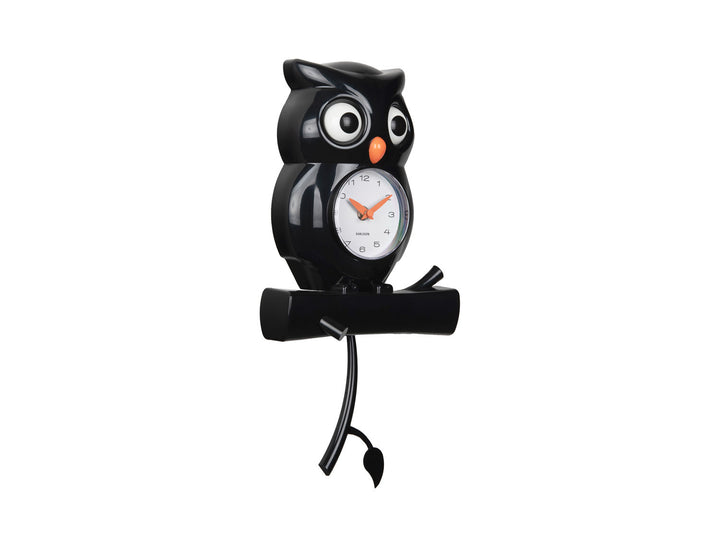 Karlsson Wall clock Owl pendulum ABS black