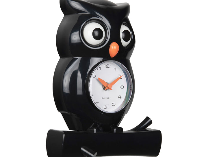 Karlsson Wall clock Owl pendulum ABS black