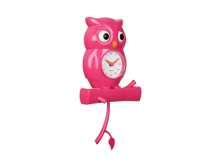 Karlsson Wall clock Owl pendulum ABS bright pink