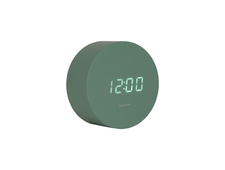 Karlsson Alarm clock Spry round LED grayed jade