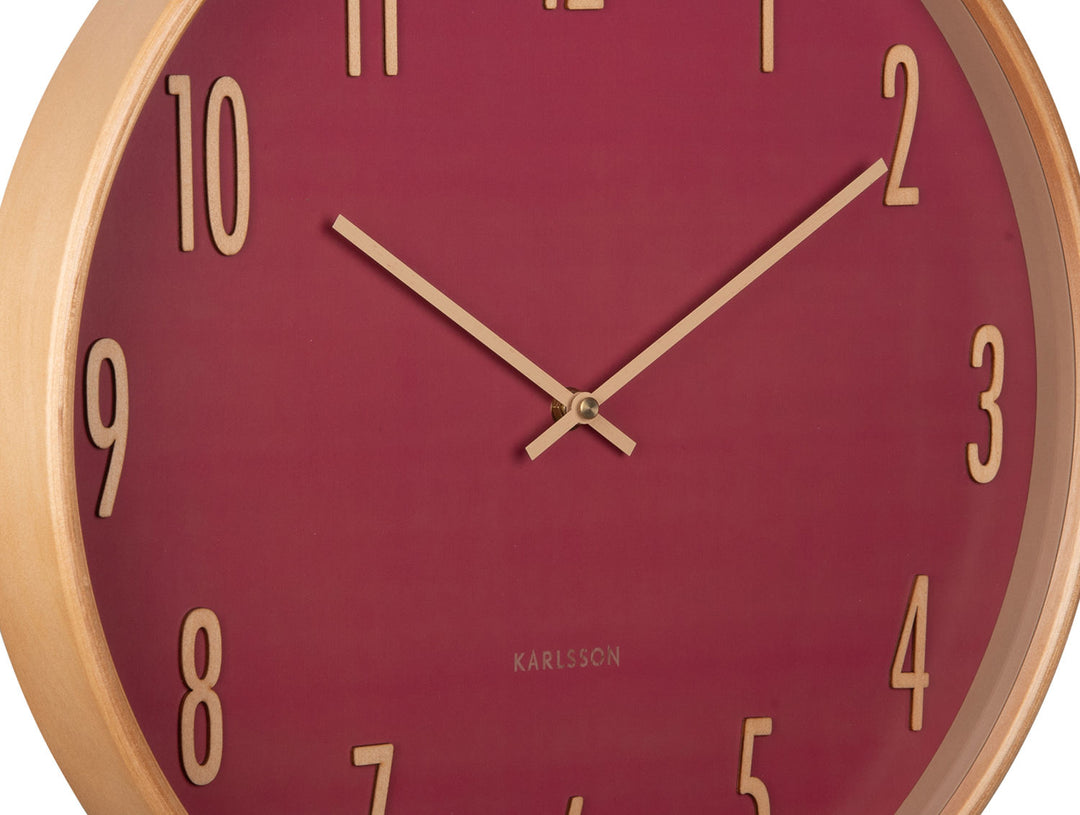 Karlsson Wall clock Gracil wood blush red