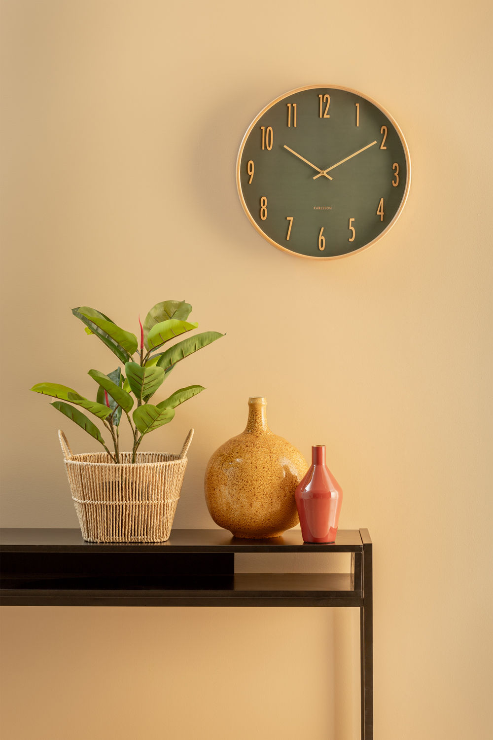 Karlsson Wall clock Gracil wood blush red