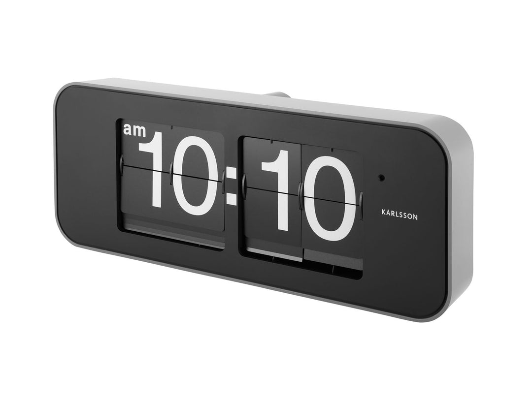 Karlsson Wall clock Wide Flip silver casing, black dial