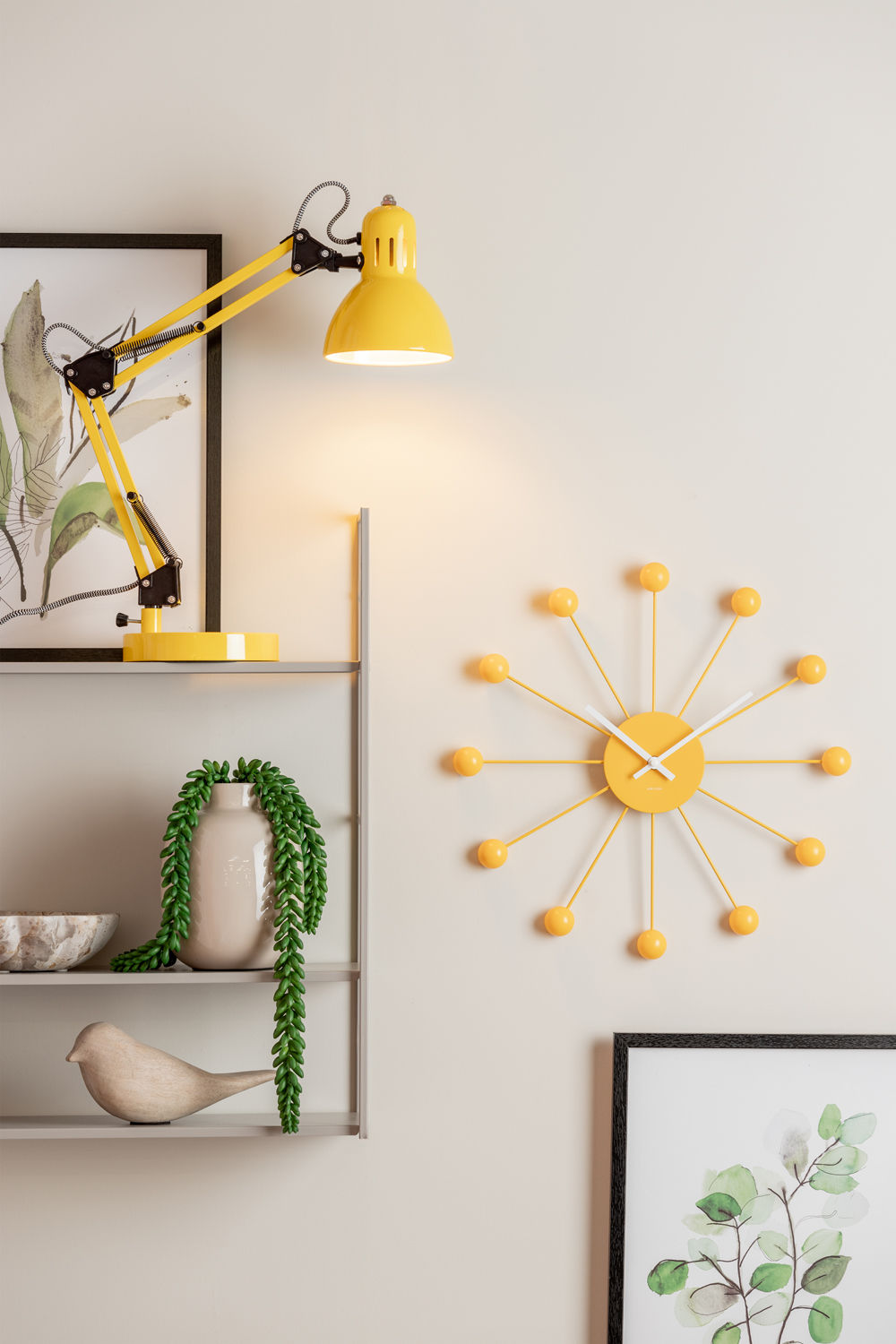 Karlsson Wall clock Funky Spider bright yellow