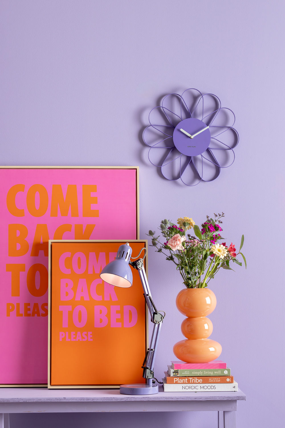 Karlsson Wall clock Funky Spider bright purple