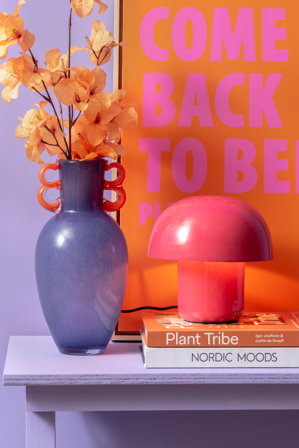 Leitmotiv Table lamp Fat Mushroom Mini enamel bright pink
