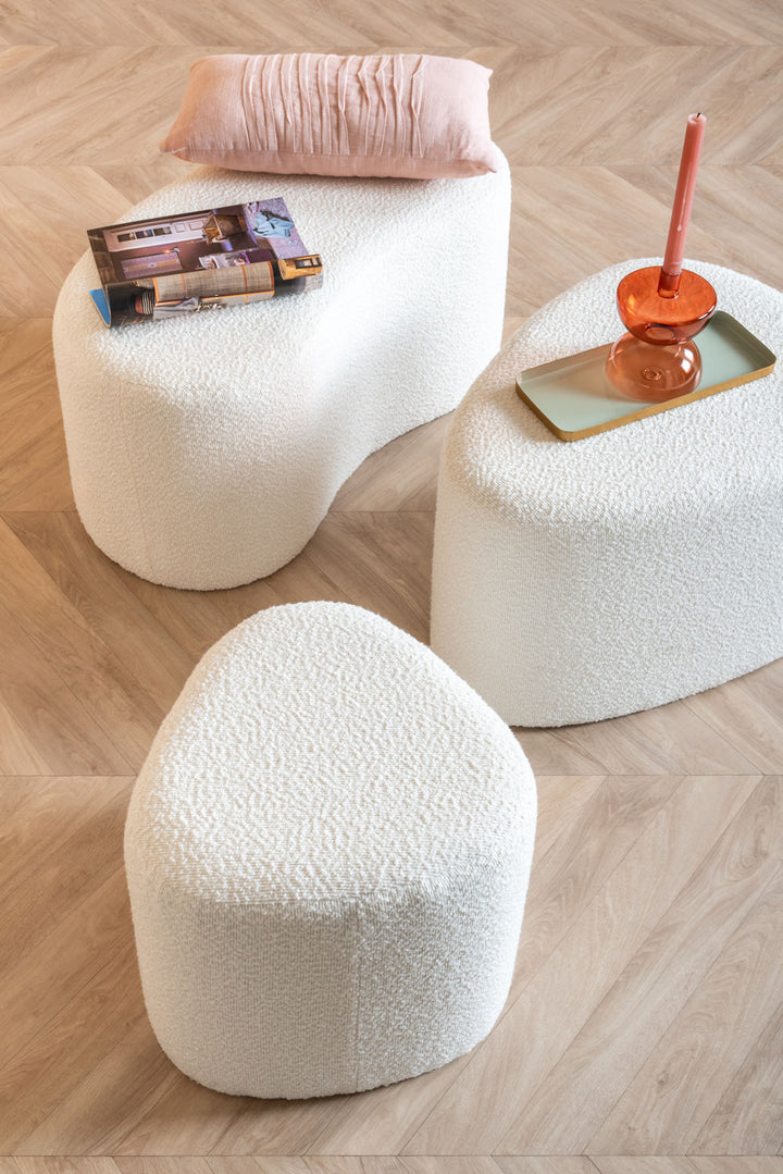 Leitmotiv Pouf Ada organic bouclé off white