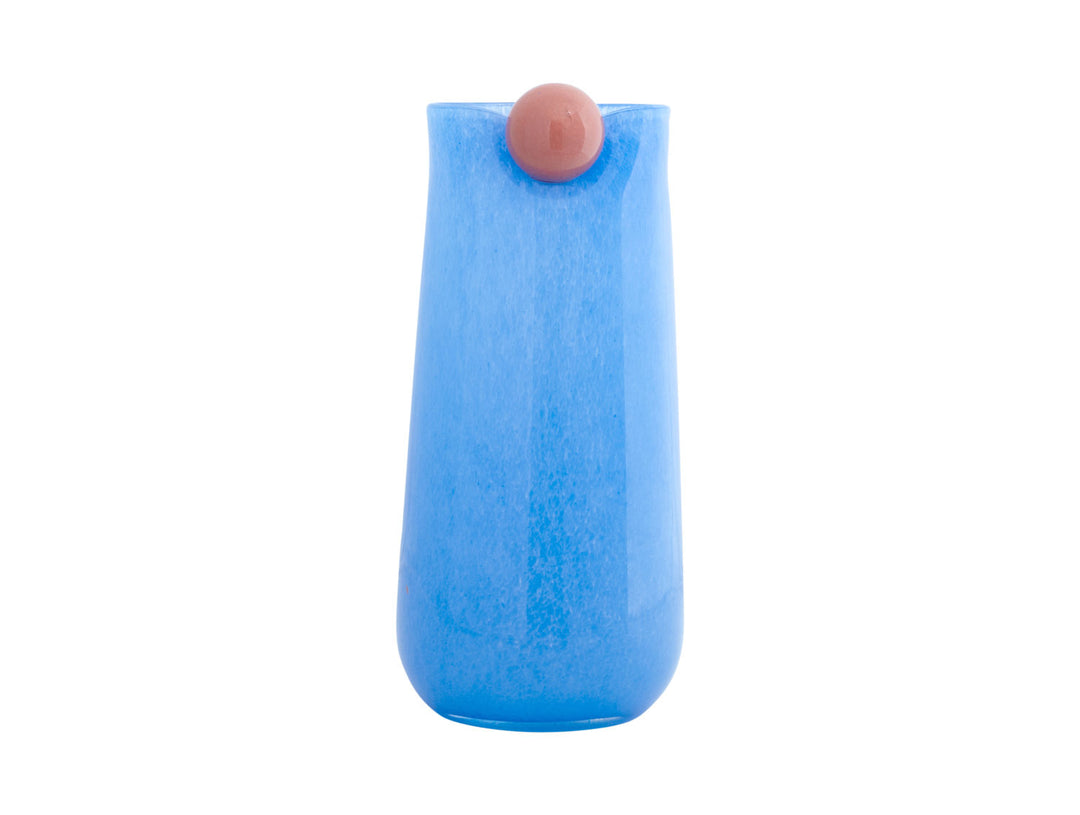 present time Vase Bolita glass large soft blue w. soft orange