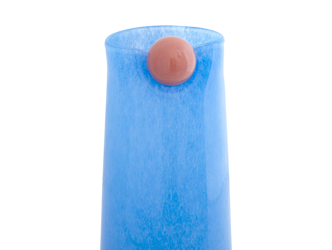 present time Vase Bolita glass large soft blue w. soft orange