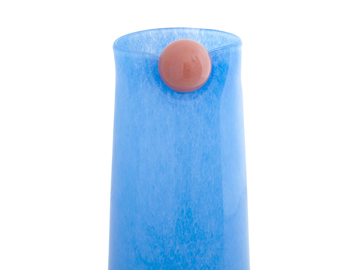 present time Vase Bolita glass large soft blue w. soft orange