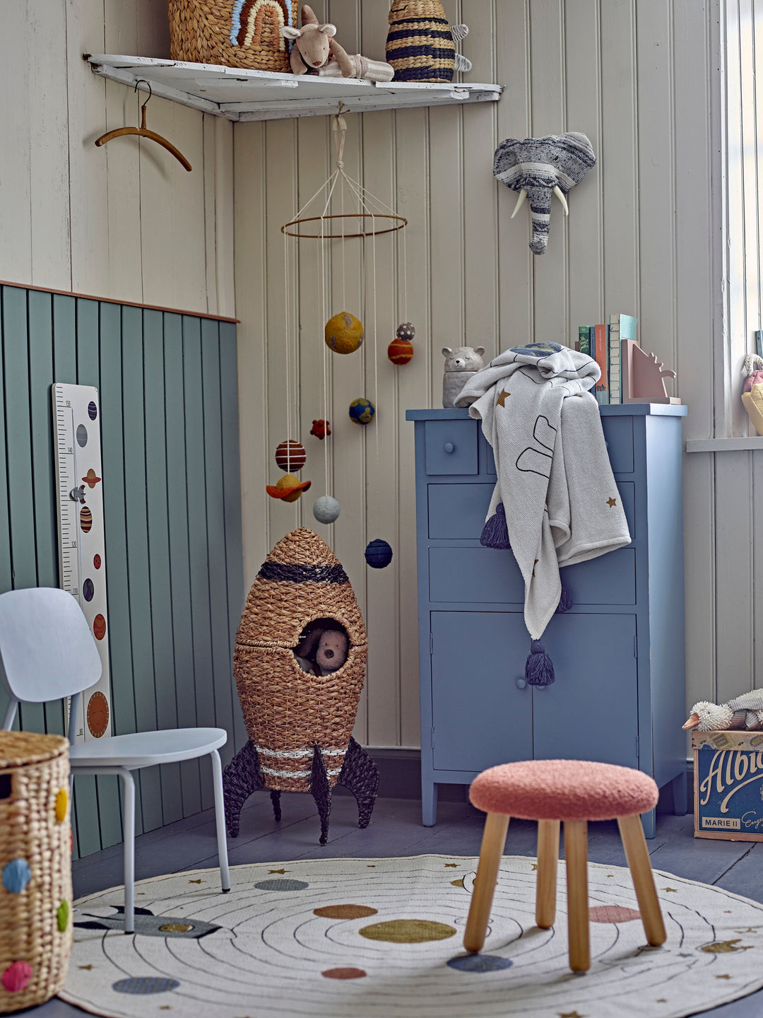 Bloomingville MINI Aksel Taburet, Brun, Polyester