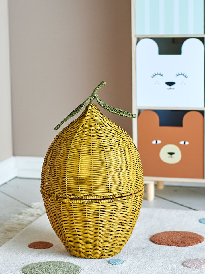 Bloomingville MINI Sage Kurv m/låg, Gul, Rattan