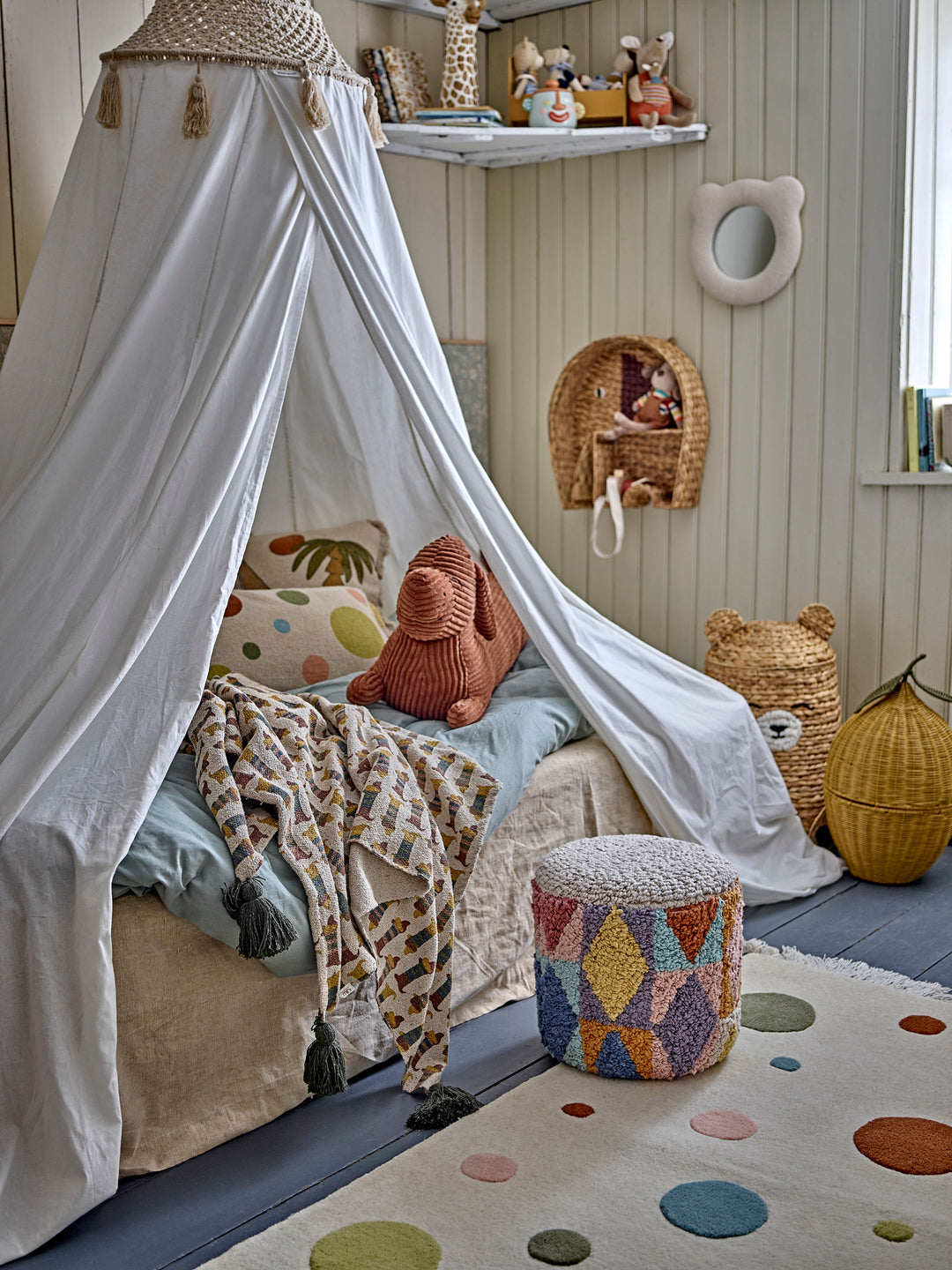 Bloomingville MINI Sage Kurv m/låg, Gul, Rattan