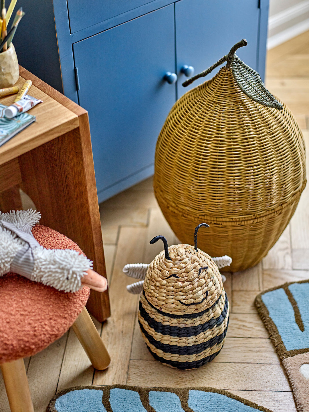 Bloomingville MINI Sage Kurv m/låg, Gul, Rattan