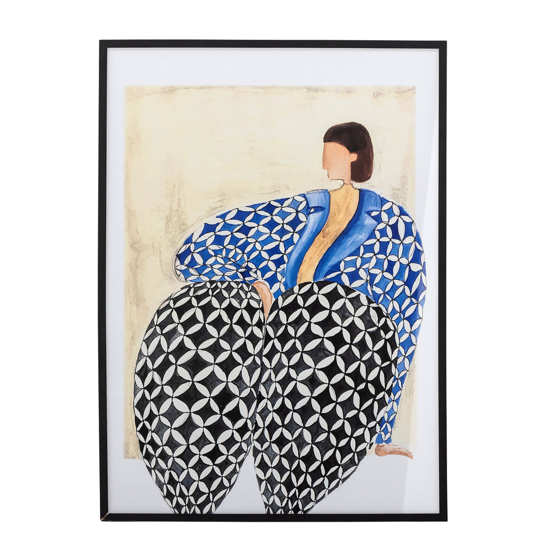 Bloomingville Vivianne Illustration med ramme, Sort, Fyr