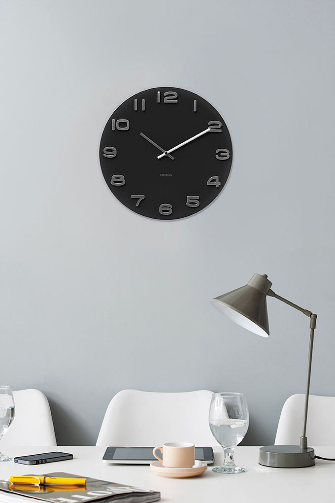 Karlsson Wall clock Vintage black round glass