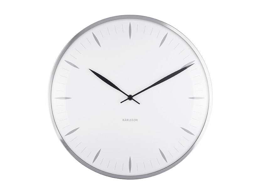 Karlsson Wall clock Leaf white, Dome glass