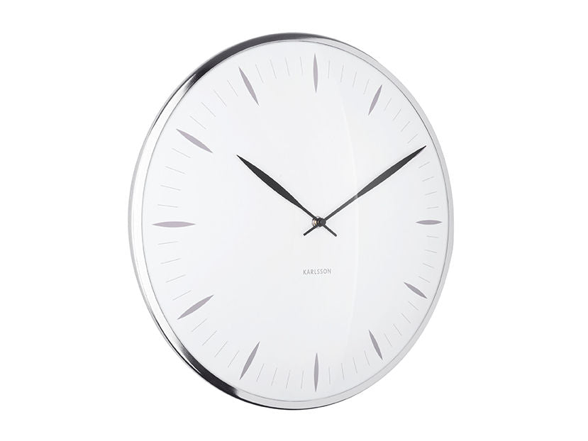 Karlsson Wall clock Leaf white, Dome glass