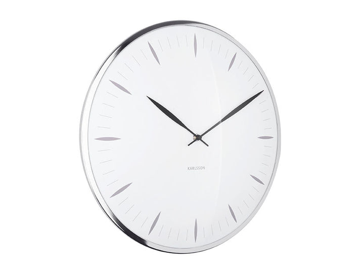 Karlsson Wall clock Leaf white, Dome glass