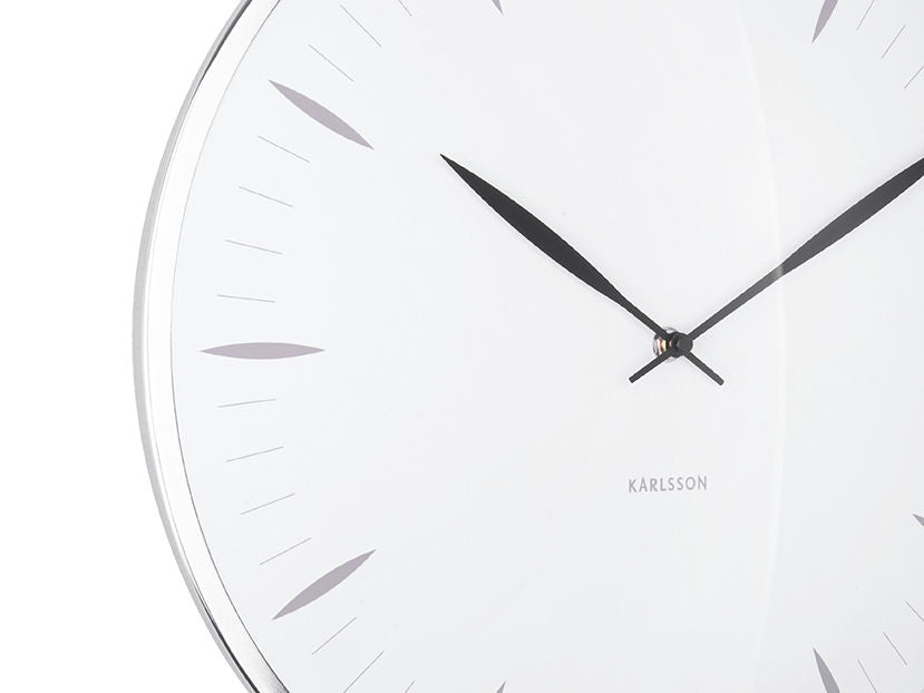 Karlsson Wall clock Leaf white, Dome glass