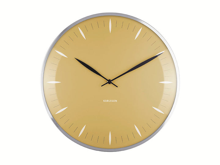 Karlsson Wall clock Leaf mustard yellow, Dome glass