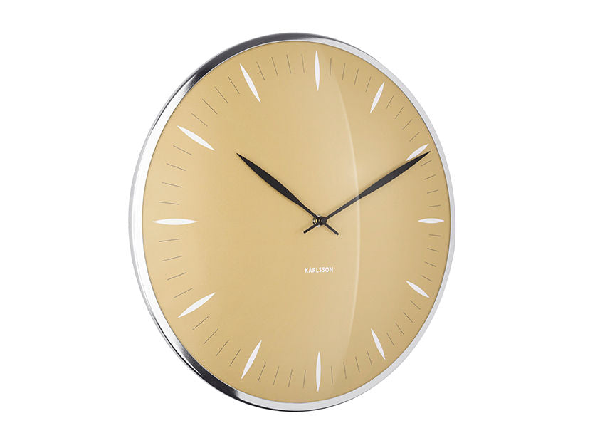 Karlsson Wall clock Leaf mustard yellow, Dome glass