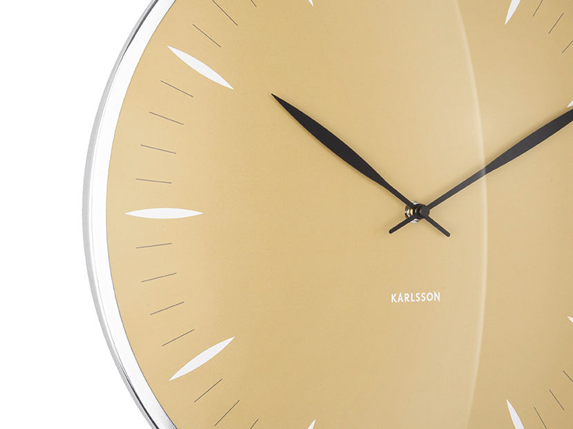 Karlsson Wall clock Leaf mustard yellow, Dome glass