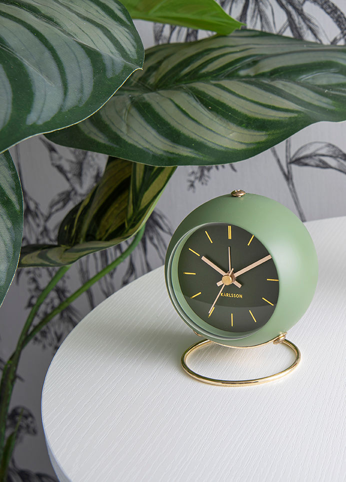 Karlsson Alarm clock Globe moss green, Des.Armando Breeveld