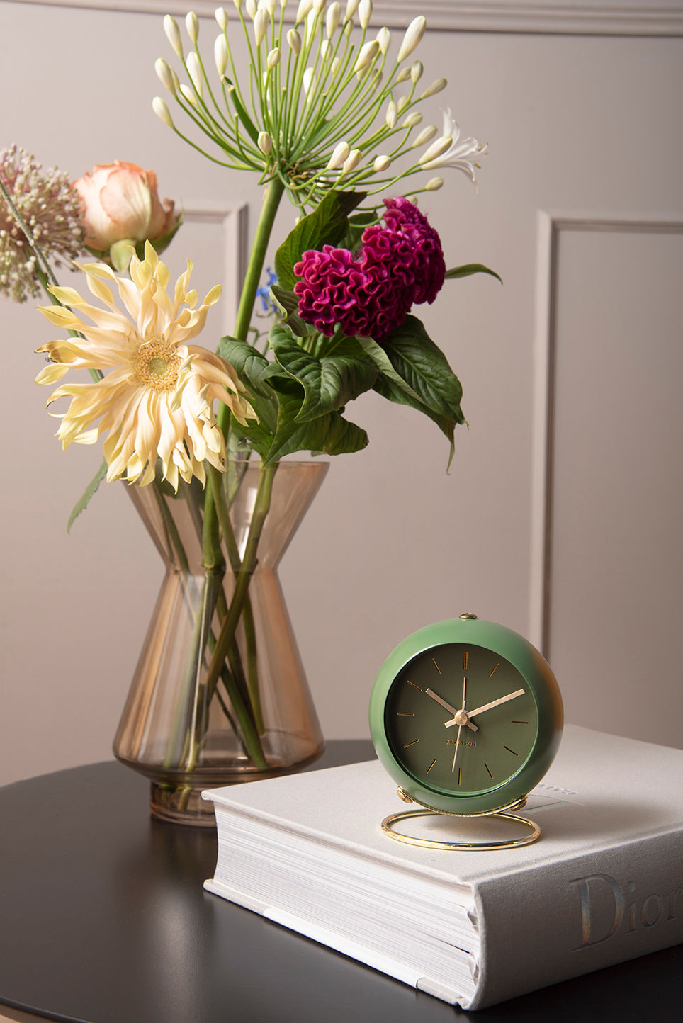 Karlsson Alarm clock Globe moss green, Des.Armando Breeveld